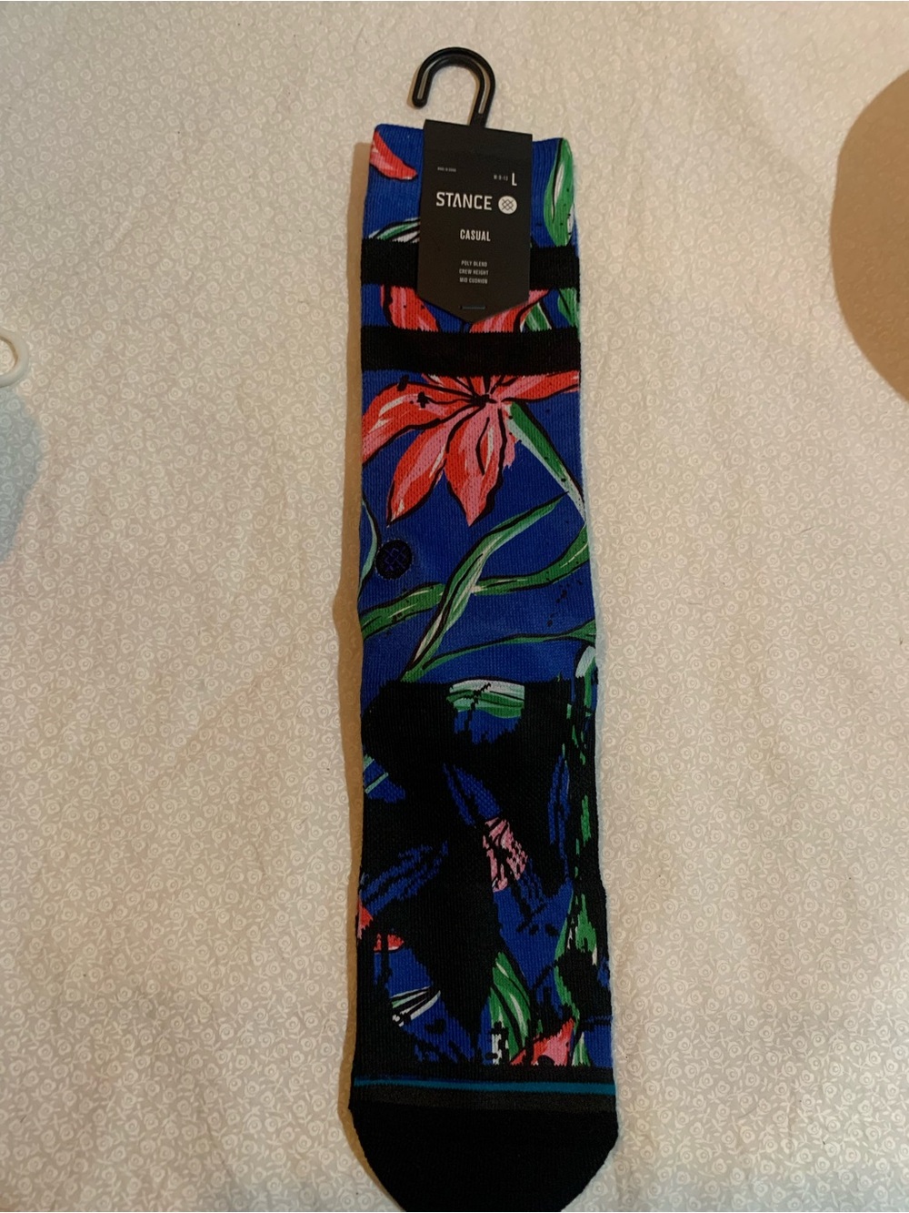 Stance Waipoua ST Blue Floral Hawaii Casual Crew Socks Poly Blend Size large - Picture 2 of 8